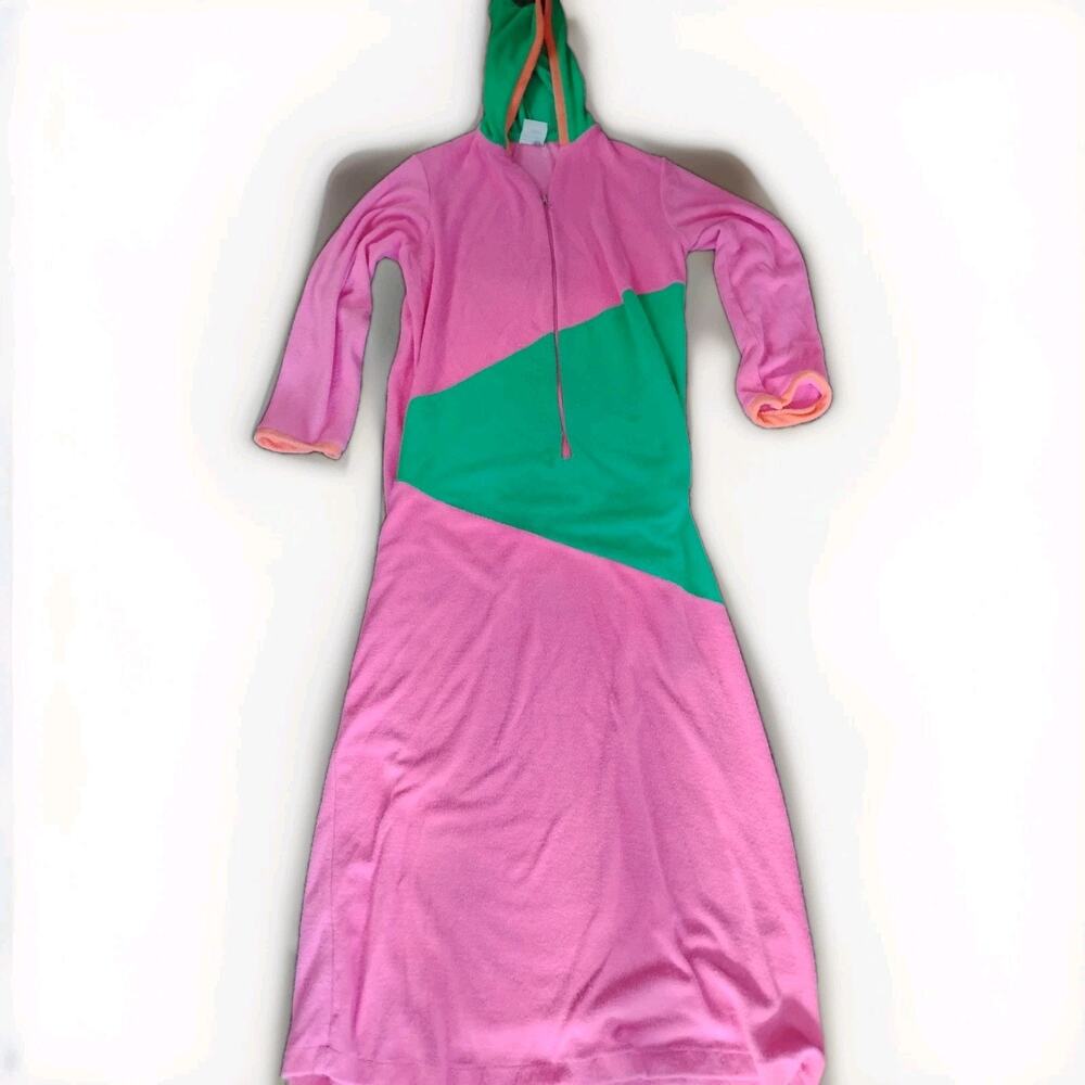 Vintage Women's Tom girl Bathing Suit Cover Hooded Size 9 Terry Cloth Robe
